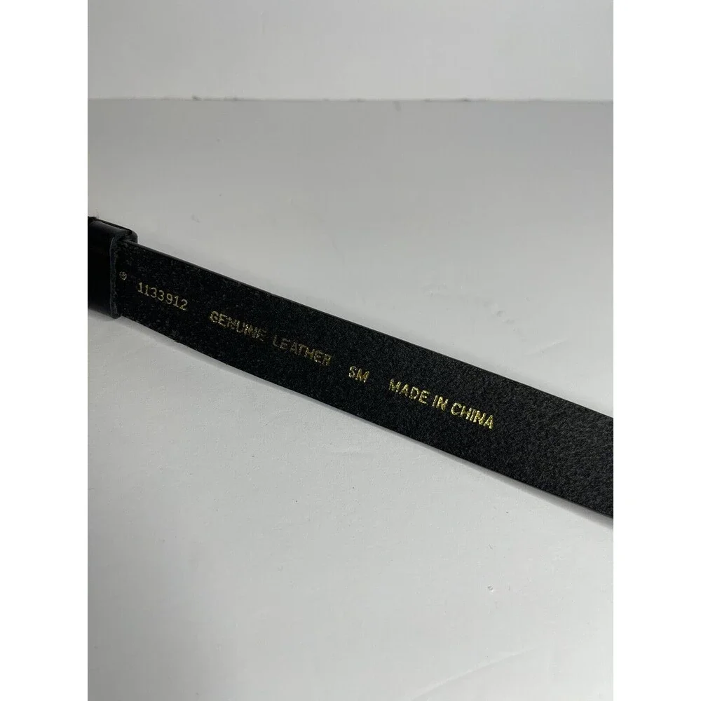 Chicos Genuine Leather Clasp Belt Women's Small Black Ring Clasp Adjustable